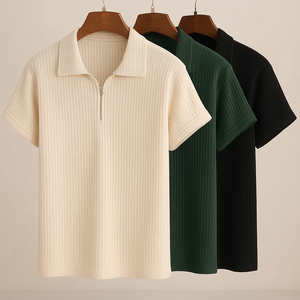 3 pieces - Jacquard Knit Polo Shirt