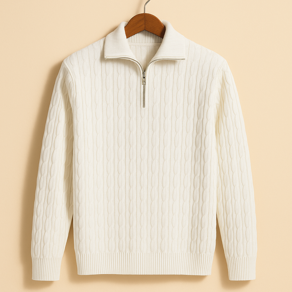 Herringbone Half-Zip Sweater